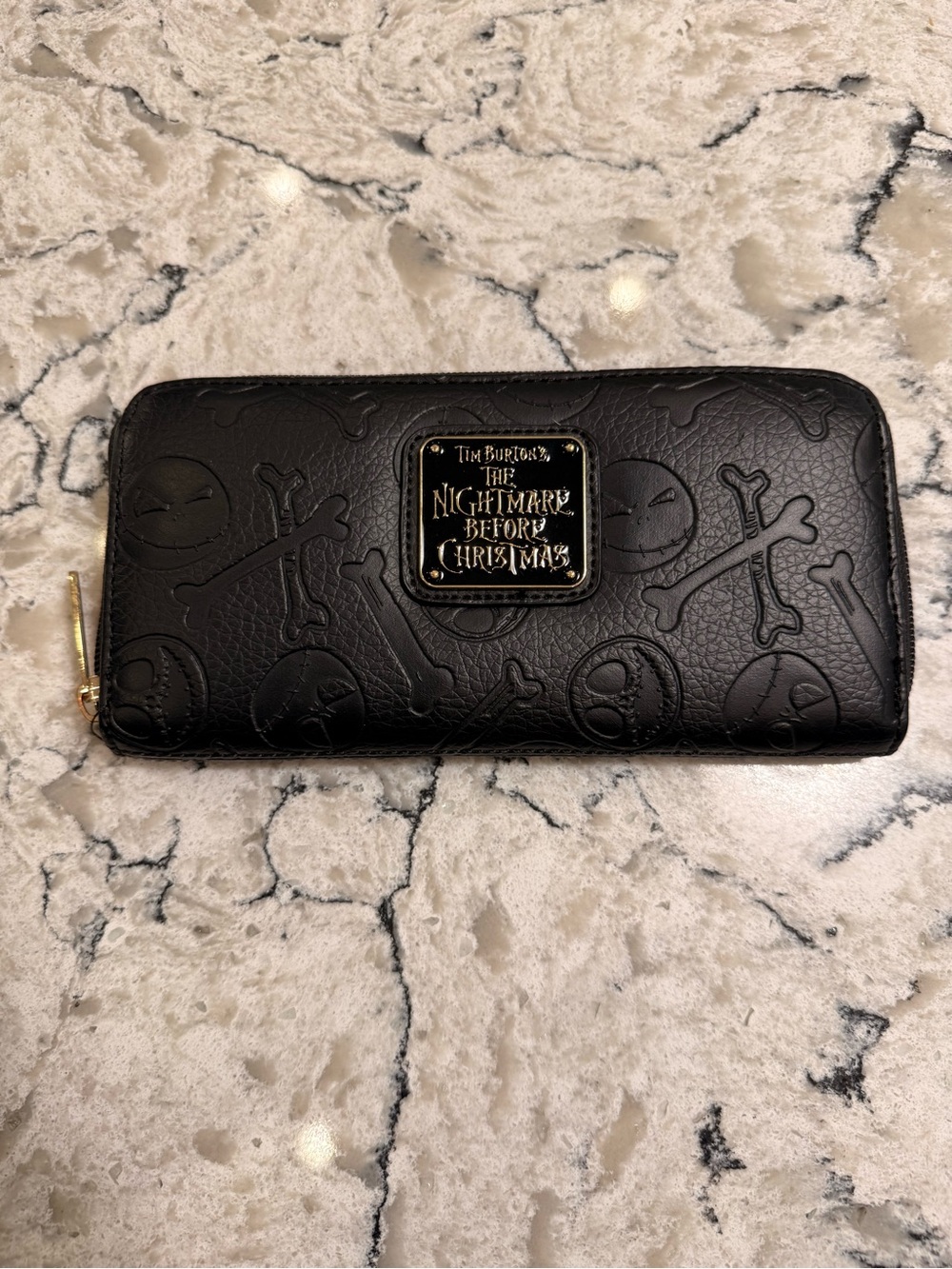 Loungefly Disney Nightmare Before Christmas Black Embossed Zip Around Wallet